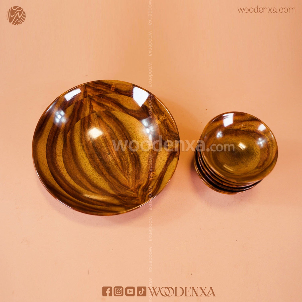 Wooden Bowls Set of 7 Pieces | Handmade Serving & Kitchen Bowls by Woodenxa