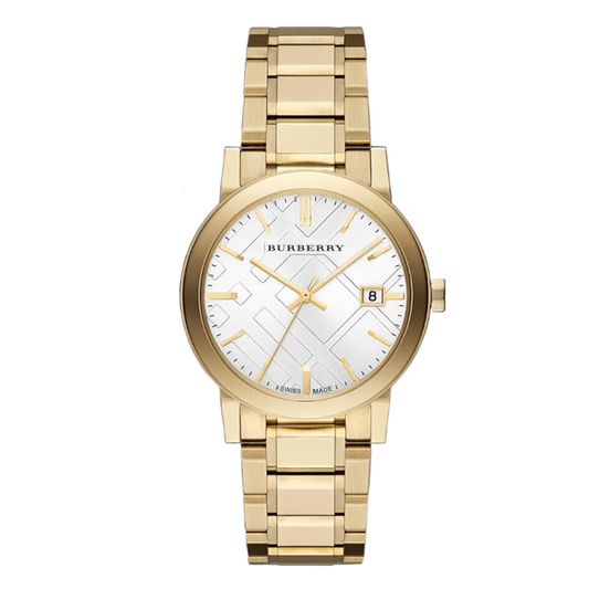 Burberry The City Gold Stainless Steel White Dial Quartz Unisex Watch - BU9003