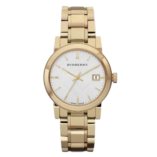 Burberry The City Gold Stainless Steel White Dial Quartz Watch for Ladies BU9103