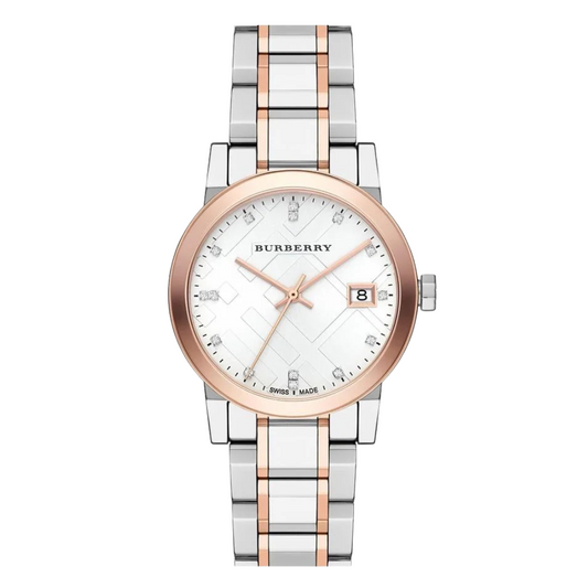 Burberry The City Two-tone Stainless Steel White Dial Quartz Watch for Ladies - BU9127