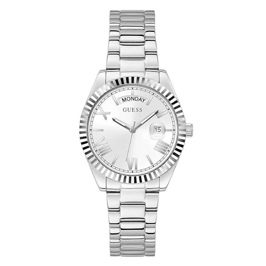Guess Luna Silver Stainless Steel White Dial Quartz Watch for Ladies - GW0308L1