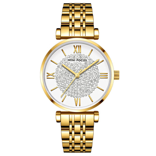 Mini Focus Rose Gold Stainless Steel White Dial Quartz Watch for Ladies - MF0334L-02