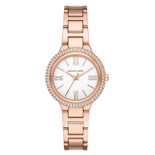Michael Kors Taryn Pavé Rose Gold Stainless Steel White Dial Quartz Watch for Ladies - MK4460
