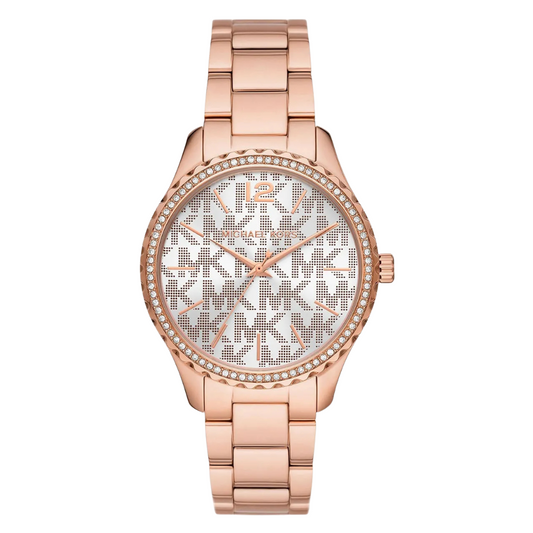 Michael Kors Layton Rose Gold Stainless Steel White Dial Quartz Watch for Ladies - MK-7297