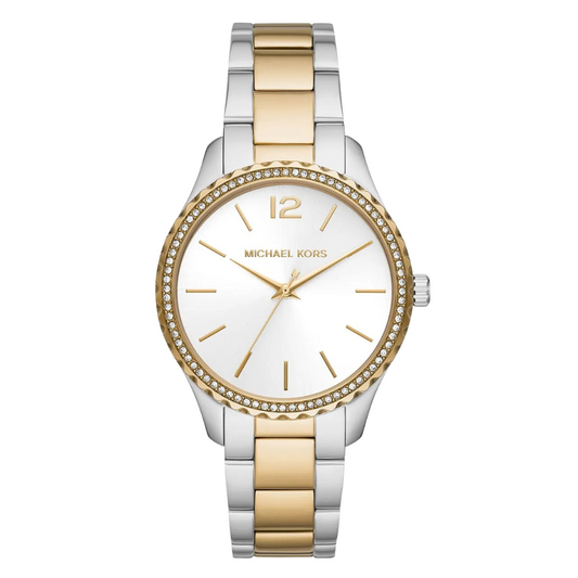 Michael Kors Layton Two-tone Stainless Steel White Dial Quartz Watch for Ladies - MK-6899