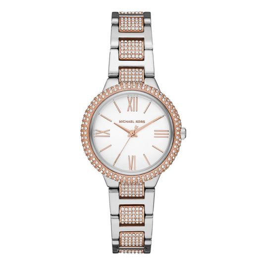 Michael Kors Taryn Pave Two-tone Stainless Steel White Dial Quartz Watch for Ladies - MK4461