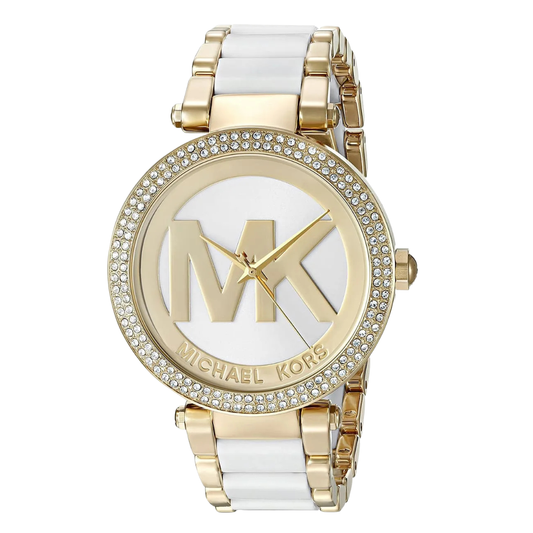 Michael Kors Parker Two-tone Stainless Steel White Dial Quartz Watch for Ladies - MK-6313