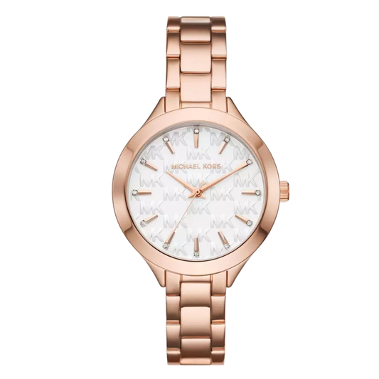 Michael Kors Rose Gold Stainless Steel White Dial Quartz Watch for Ladies - MKO1057