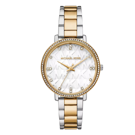 Michael Kors Two-tone Stainless Steel White Dial Quartz Watch for Ladies - MK4595