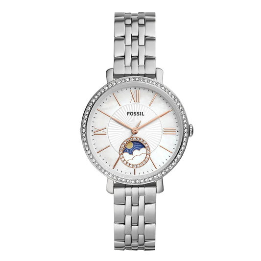 Fossil Silver Stainless Steel White Dial Quartz Watch for Ladies - ES5164