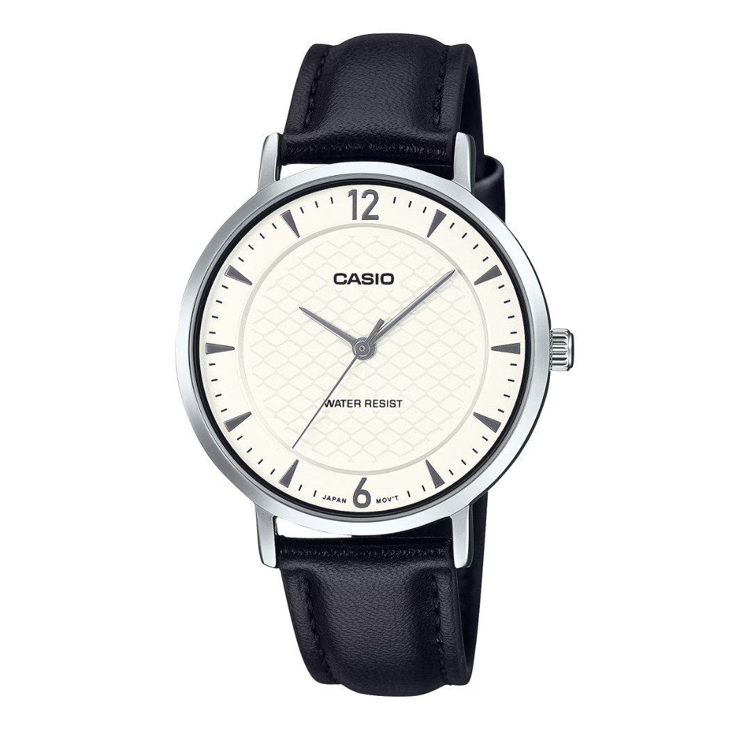 Casio Black Leather Strap White Dial Quartz Watch for Ladies - CASIO LTP-VT04L-7A2DF