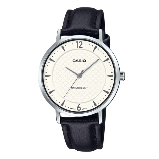 Casio Black Leather Strap White Dial Quartz Watch for Ladies - CASIO LTP-VT04L-7A2DF