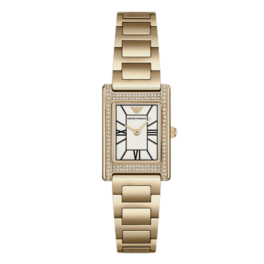 Emporio Armani Ganni Gold Stainless Steel White Dial Quartz Watch for Ladies - Emporio Armani AR-11628