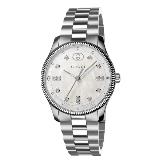 Gucci Silver Stainless Steel White Dial Quartz Watch for Ladies - GUCCI YA1265064