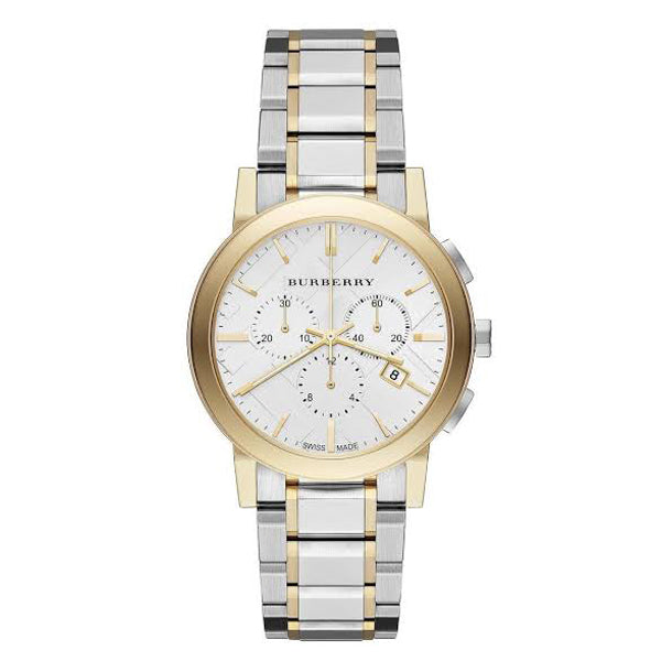 Burberry Two-tone Stainless Steel White Dial Chronograph Quartz Unisex Watch - BU9751