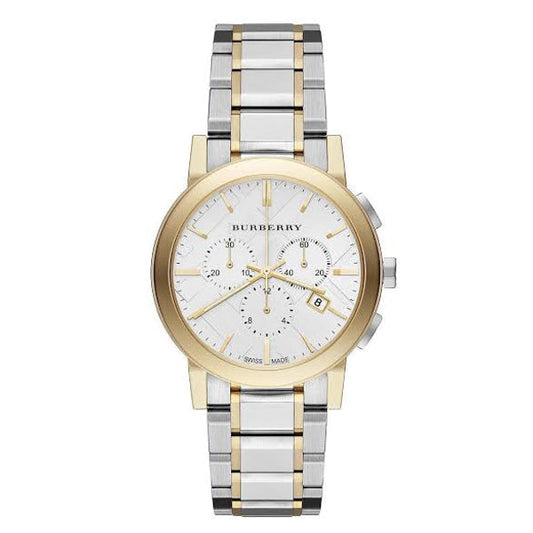 Burberry Two-tone Stainless Steel White Dial Chronograph Quartz Unisex Watch - BU9751