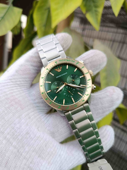 Emporio Armani Luigi Men’s Green Dial Chronograph Watch (AR11454)
