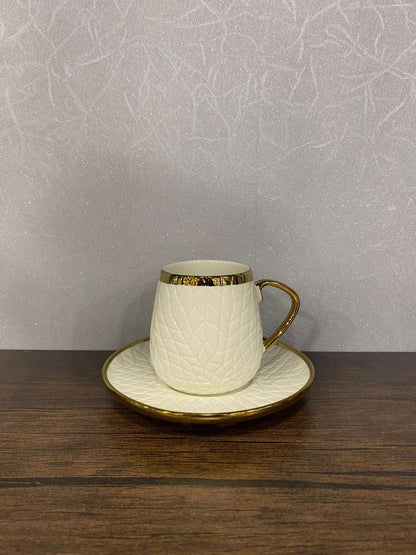 Premium 6-Piece Cup and Saucer Set - Luxury Ceramic Tea & Coffee Service for 6