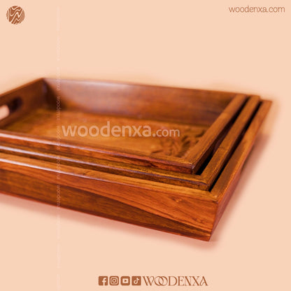 Wooden Carving Tray Set of 3 – Handmade Serving & Storage Trays by Woodenxa
