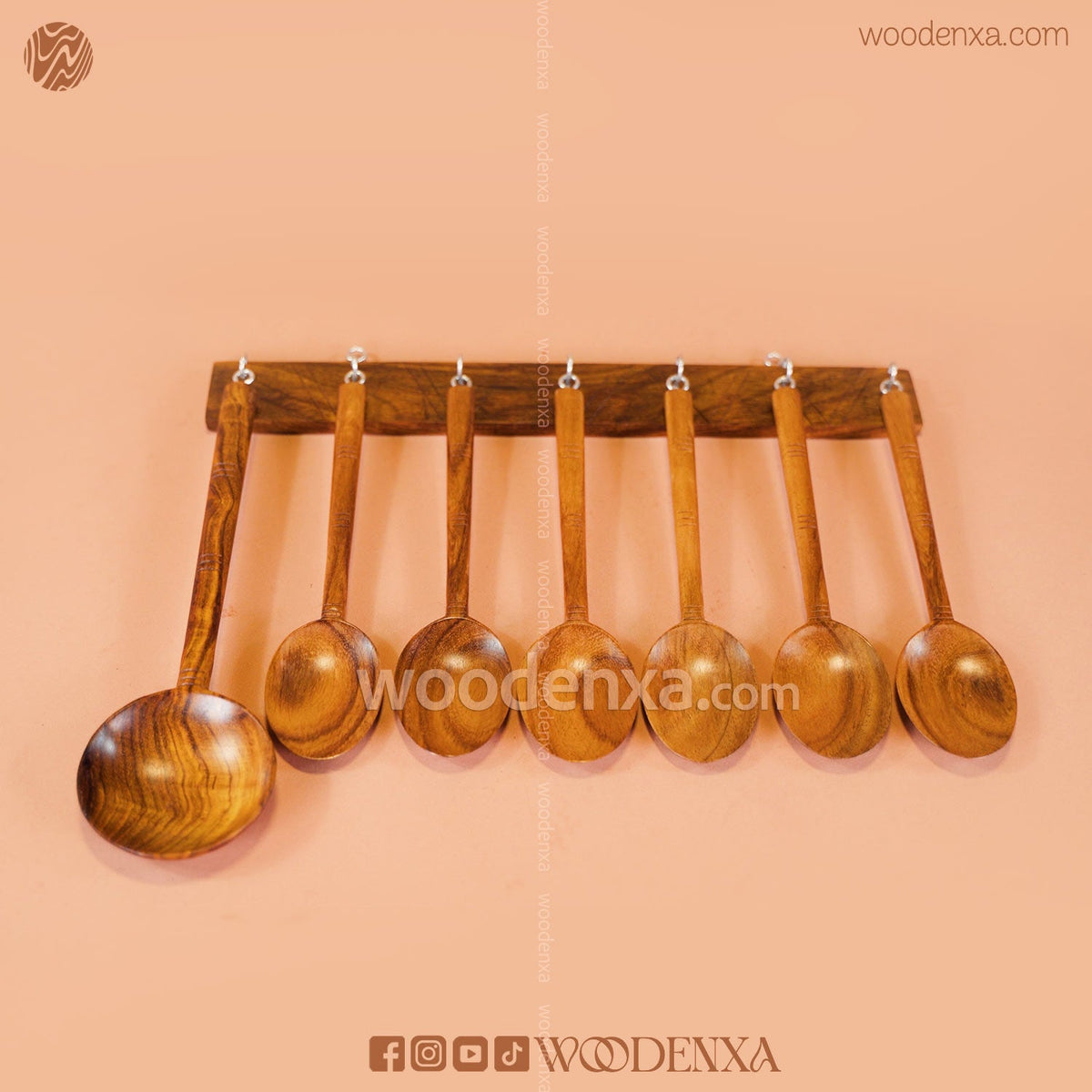 Wooden Soup Spoon Set – 7 Pcs | Handmade Kitchen Utensils by Woodenxa