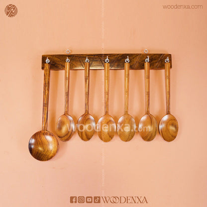 Wooden Soup Spoon Set – 7 Pcs | Handmade Kitchen Utensils by Woodenxa