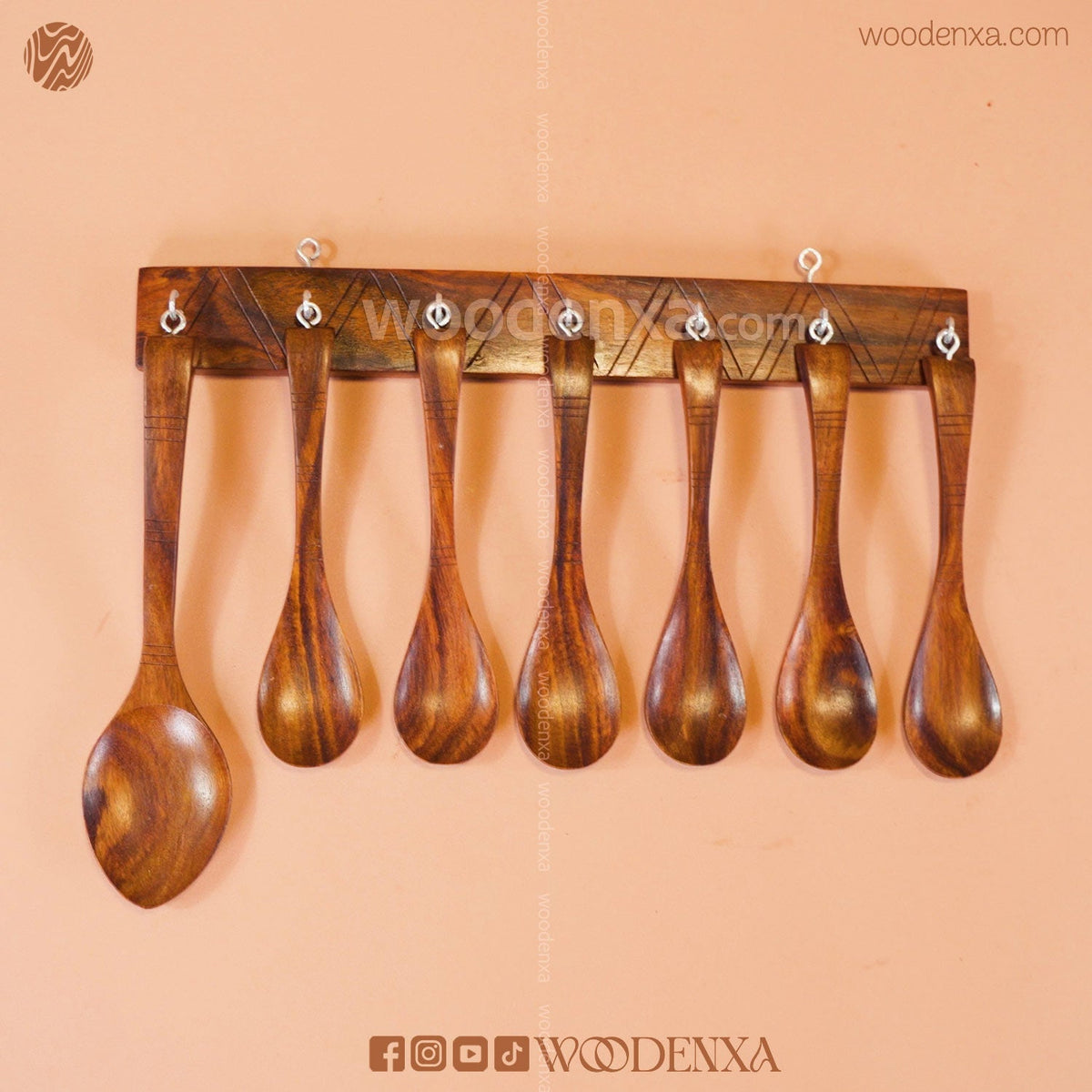 Wooden Spoon Set of 7 | Handmade Cooking & Serving Utensils by Woodenxa