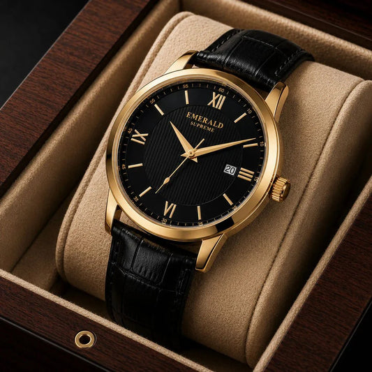 Emerald Classic Dream 2026 Black Dial Gold-Tone Men's Watch