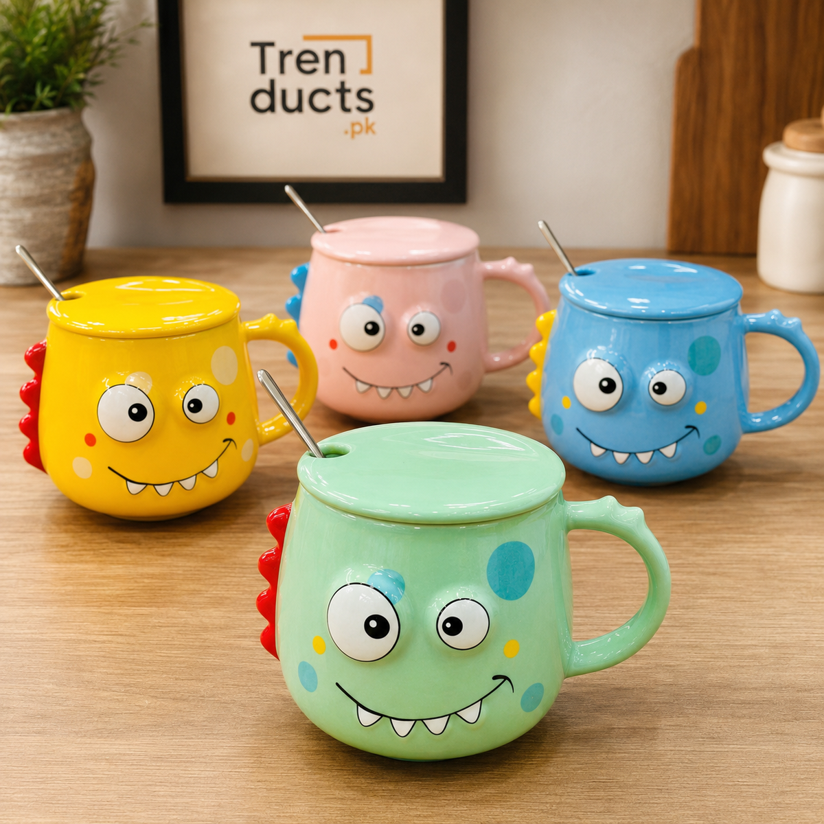 Monster Character Mug with Lid & Spoon