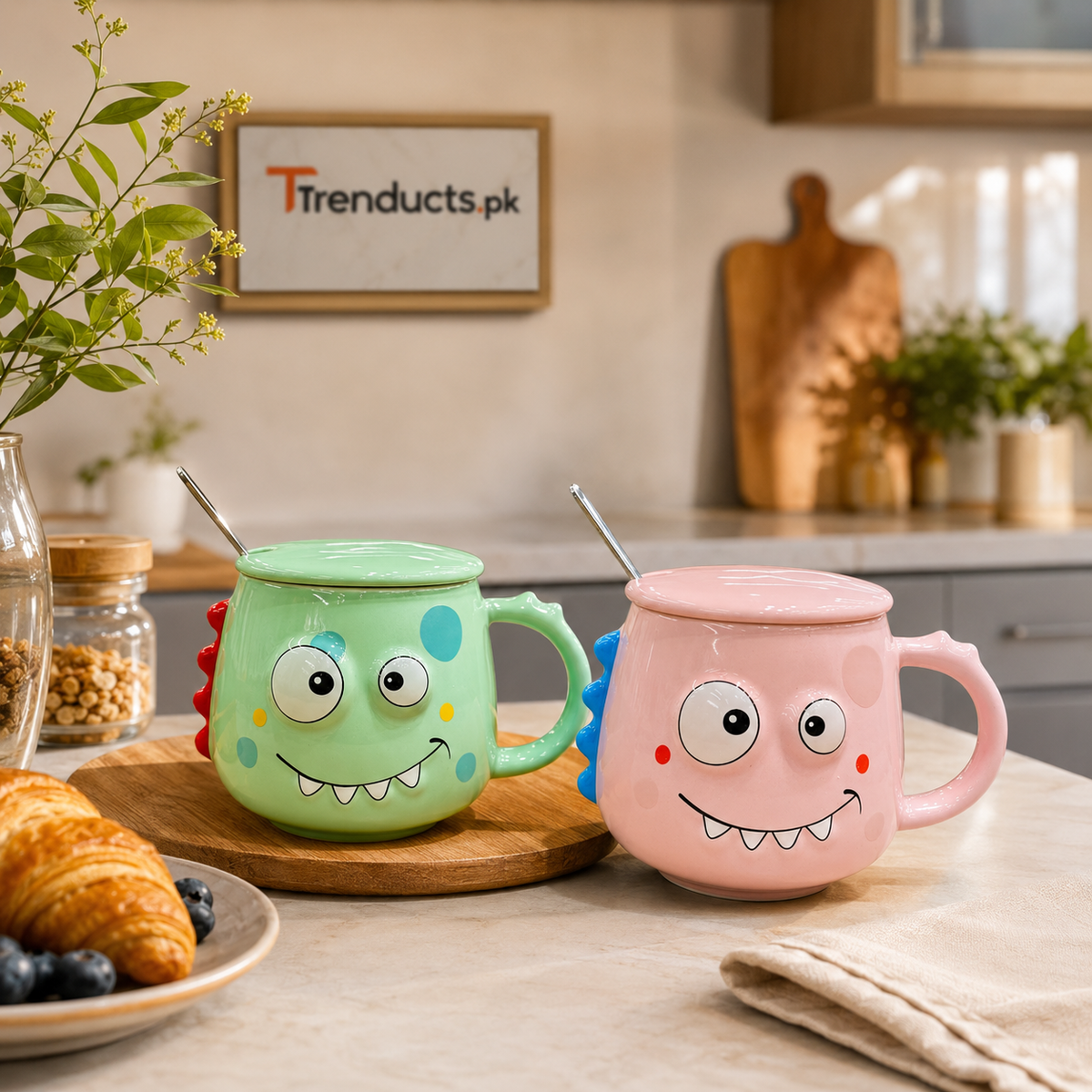 Monster Character Mug with Lid & Spoon