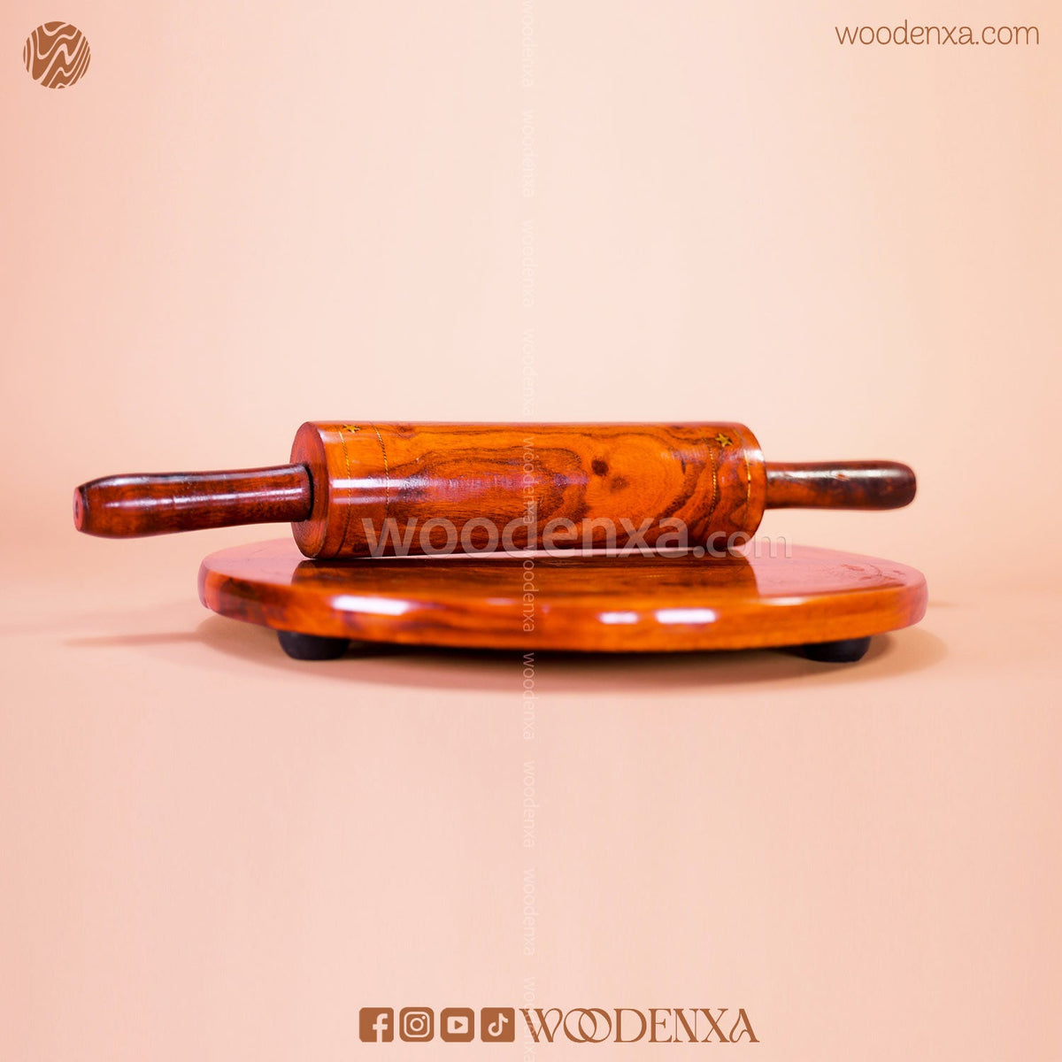 Wooden Chakla Belan Roti Maker with Brass Work | Handmade by Woodenxa