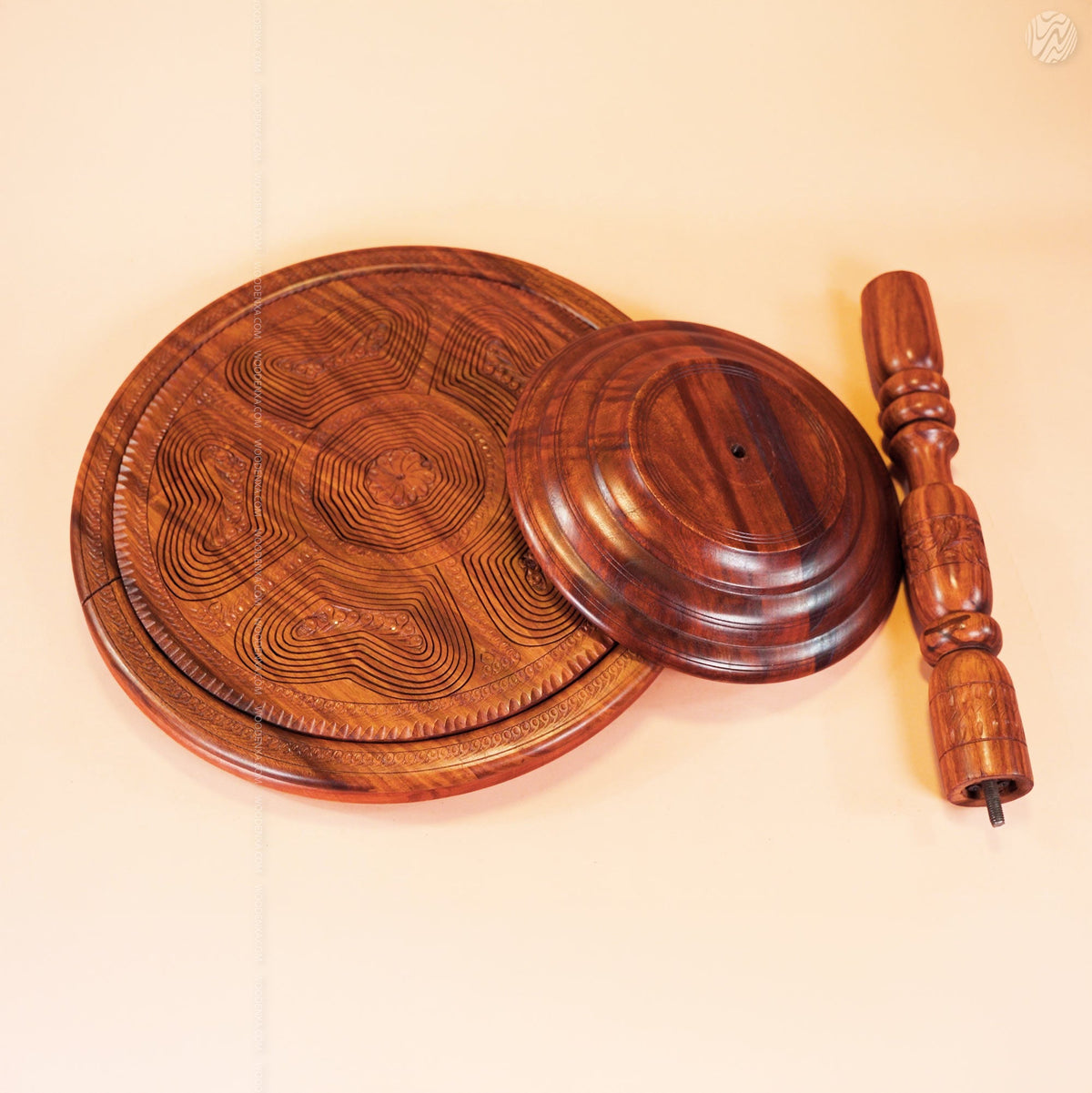 Dry Fruit Wooden Table with Foldable Basket | Handmade by Woodenxa