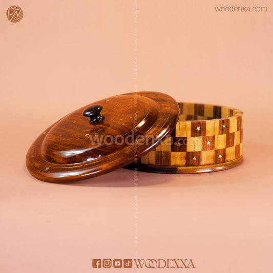 Wooden Hot Pot – Tukri Style with Brass Work | Handmade by Woodenxa