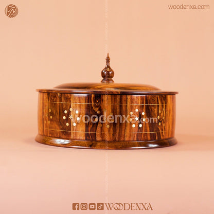 Wooden Hot Pot with Brass Work – Steel Container & Insulated Food Warmer | Woodenxa