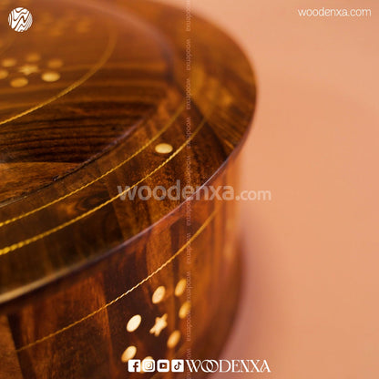 Wooden Hot Pot with Brass Work – Steel Container & Insulated Food Warmer | Woodenxa